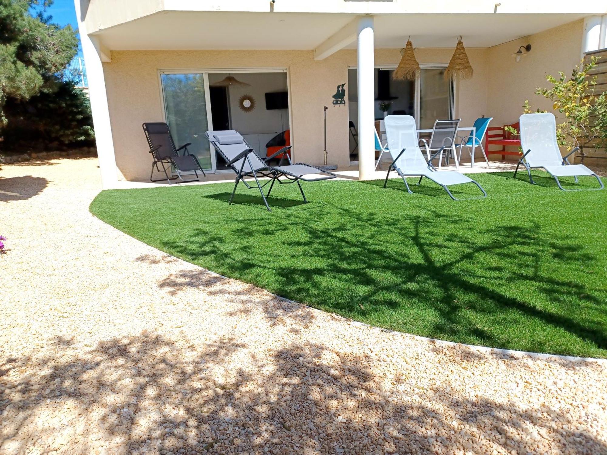 Plain-Pied Jardin 6 Personnes Clim Vue Mer Parking Wifi Terrasse Piscine Dans La Residence Saint-Pierre-la-Mer  Exterior photo